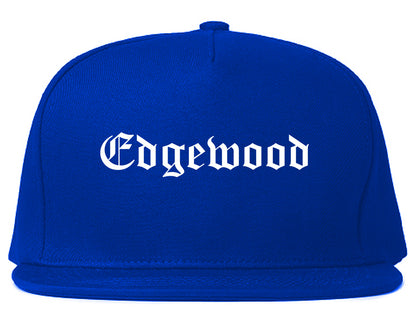 Edgewood Washington WA Old English Mens Snapback Hat Royal Blue
