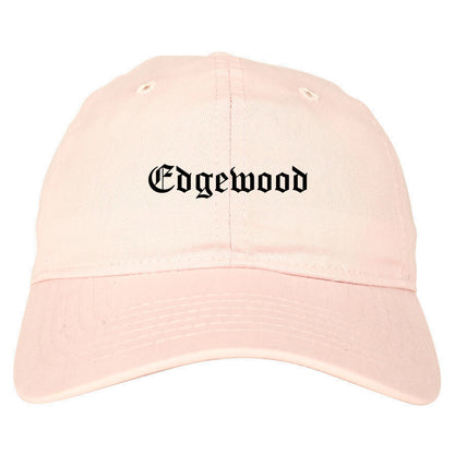 Edgewood Washington WA Old English Mens Dad Hat Baseball Cap Pink