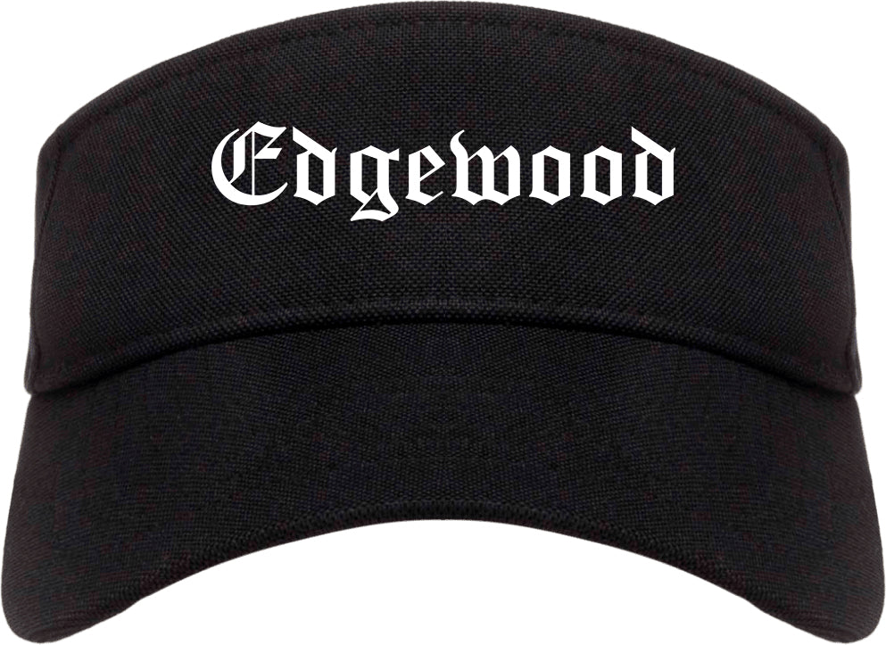 Edgewood Washington WA Old English Mens Visor Cap Hat Black