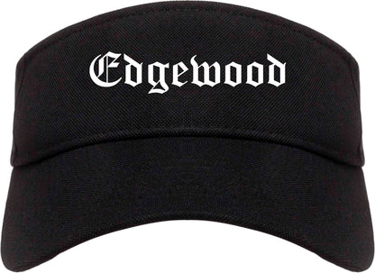 Edgewood Washington WA Old English Mens Visor Cap Hat Black