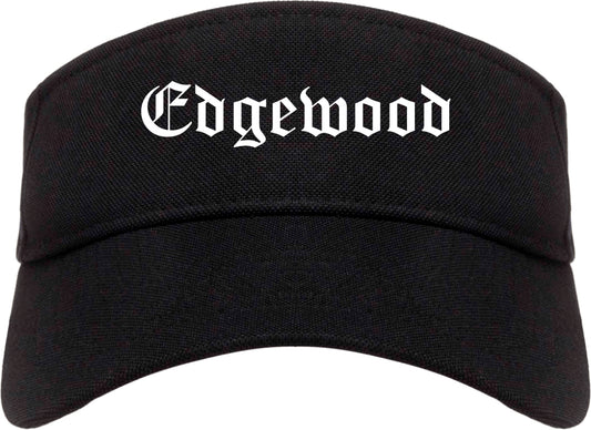 Edgewood Washington WA Old English Mens Visor Cap Hat Black