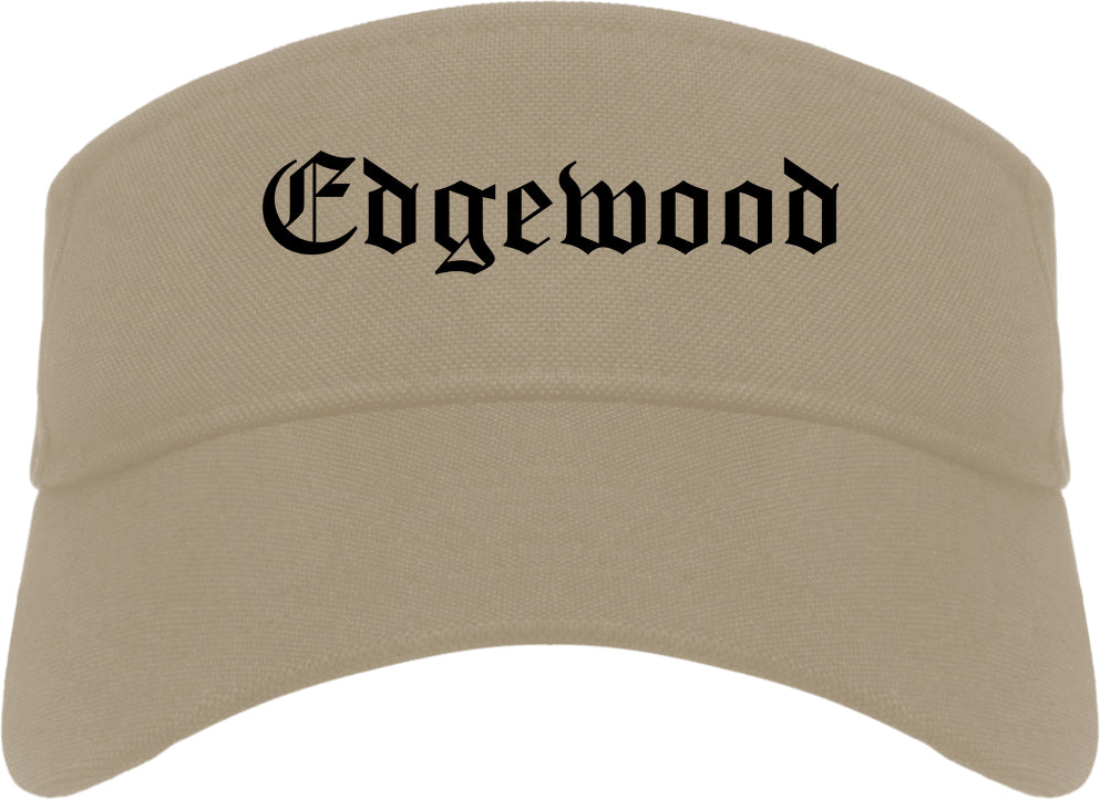Edgewood Washington WA Old English Mens Visor Cap Hat Khaki