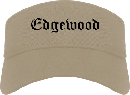 Edgewood Washington WA Old English Mens Visor Cap Hat Khaki