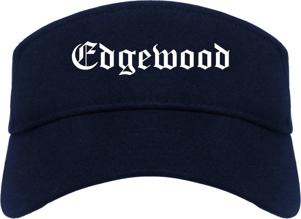Edgewood Washington WA Old English Mens Visor Cap Hat Navy Blue
