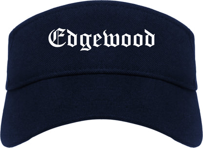 Edgewood Washington WA Old English Mens Visor Cap Hat Navy Blue