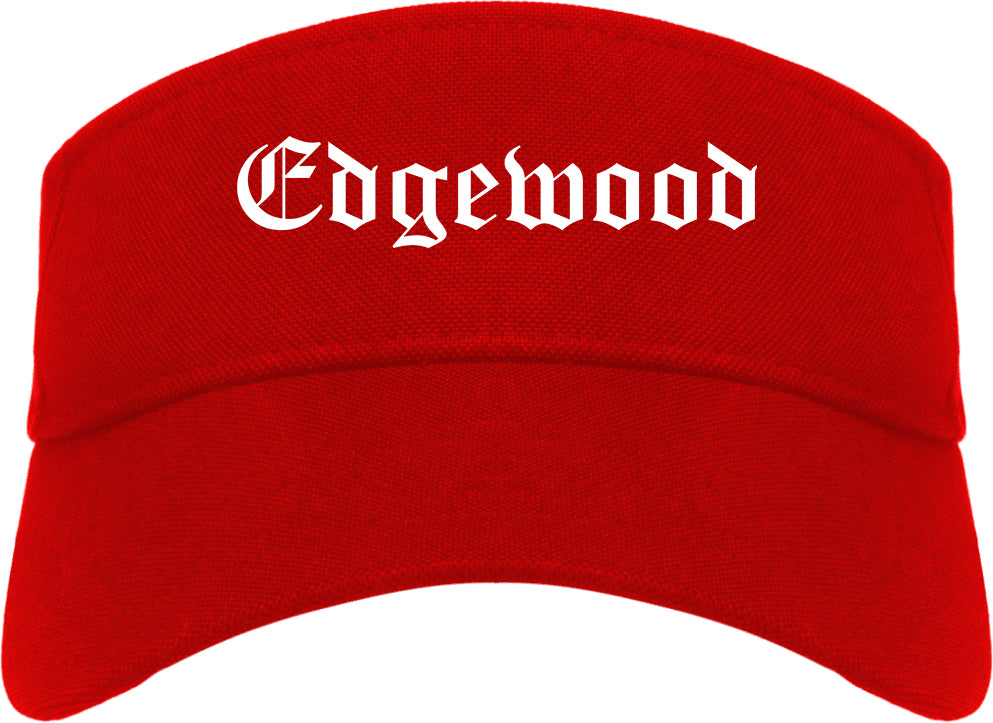 Edgewood Washington WA Old English Mens Visor Cap Hat Red