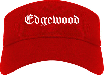 Edgewood Washington WA Old English Mens Visor Cap Hat Red