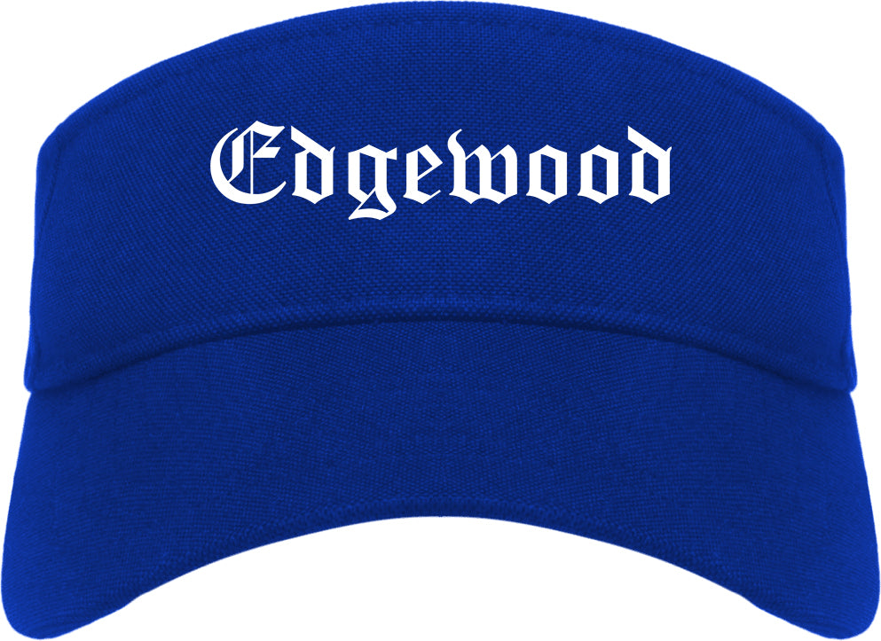 Edgewood Washington WA Old English Mens Visor Cap Hat Royal Blue
