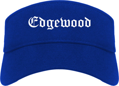 Edgewood Washington WA Old English Mens Visor Cap Hat Royal Blue