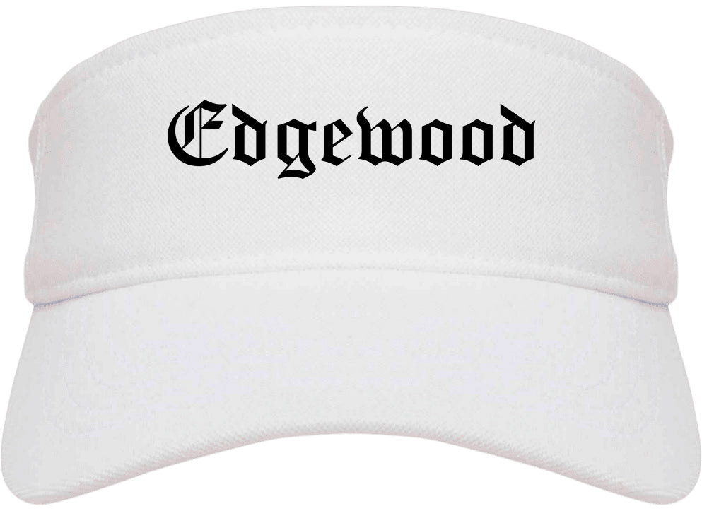 Edgewood Washington WA Old English Mens Visor Cap Hat White