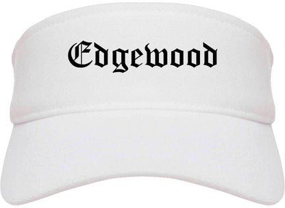 Edgewood Washington WA Old English Mens Visor Cap Hat White