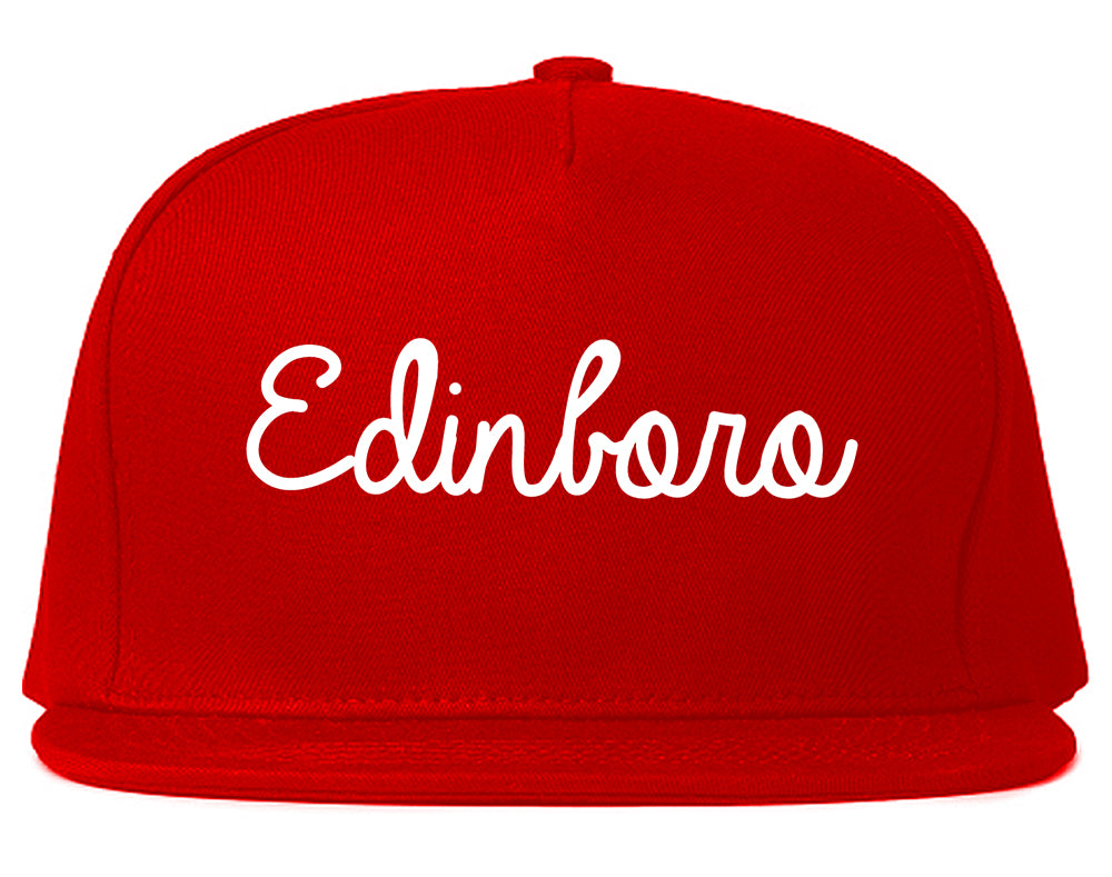 Edinboro Pennsylvania PA Script Mens Snapback Hat Red