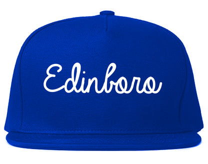 Edinboro Pennsylvania PA Script Mens Snapback Hat Royal Blue