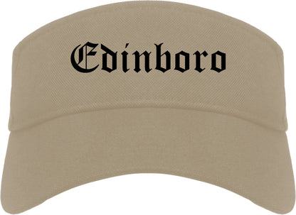 Edinboro Pennsylvania PA Old English Mens Visor Cap Hat Khaki