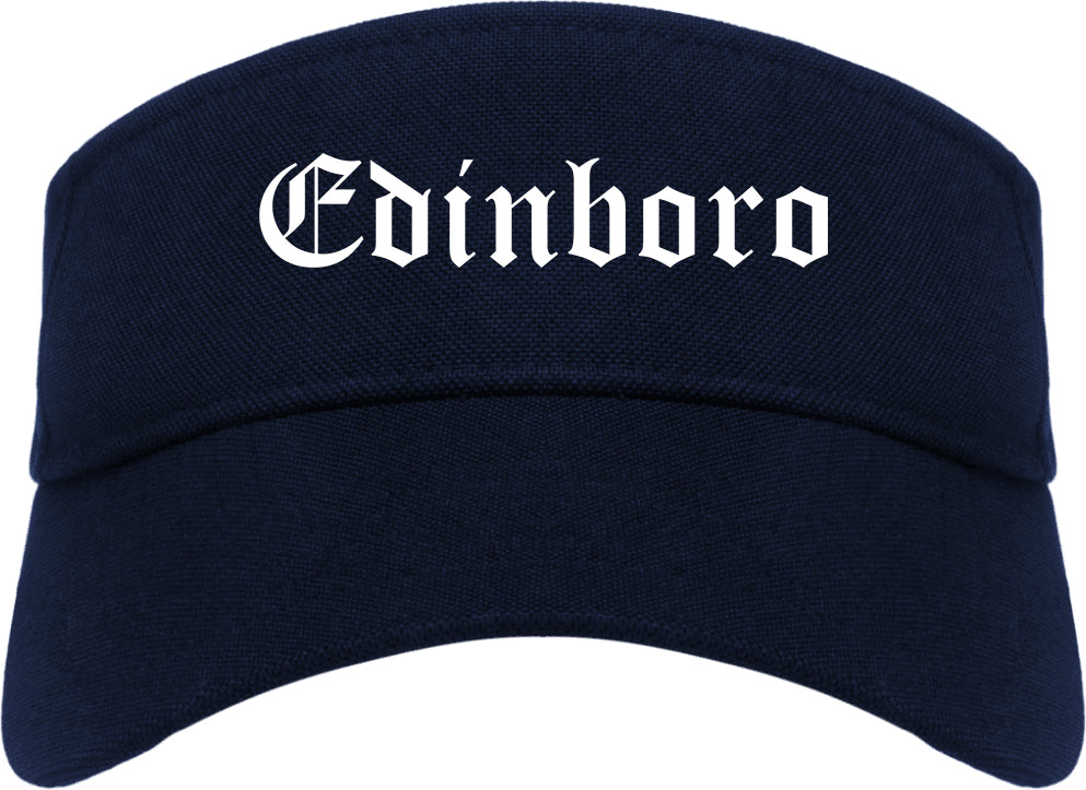Edinboro Pennsylvania PA Old English Mens Visor Cap Hat Navy Blue