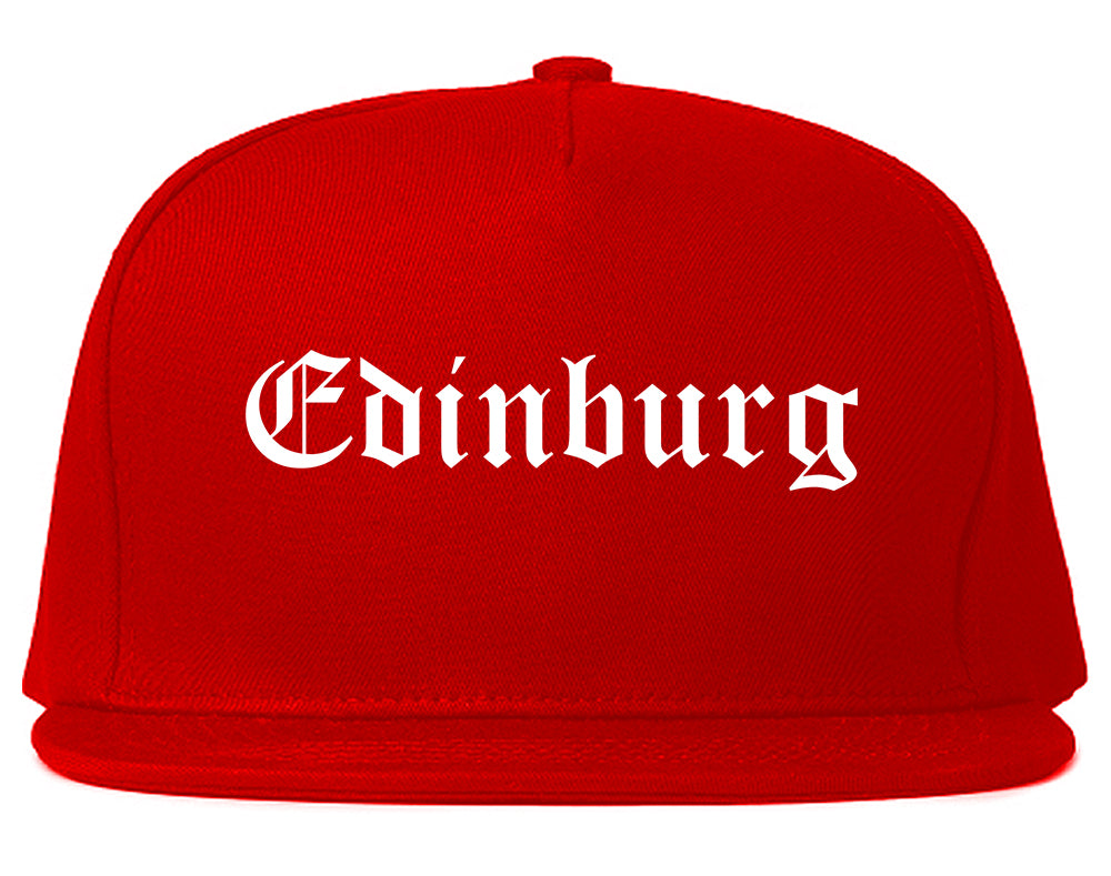 Edinburg Texas TX Old English Mens Snapback Hat Red
