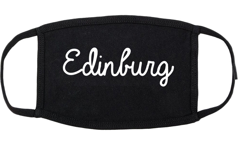 Edinburg Texas TX Script Cotton Face Mask Black