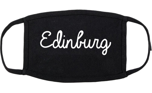 Edinburg Texas TX Script Cotton Face Mask Black