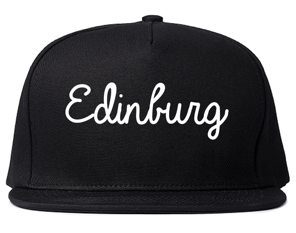 Edinburg Texas TX Script Mens Snapback Hat Black