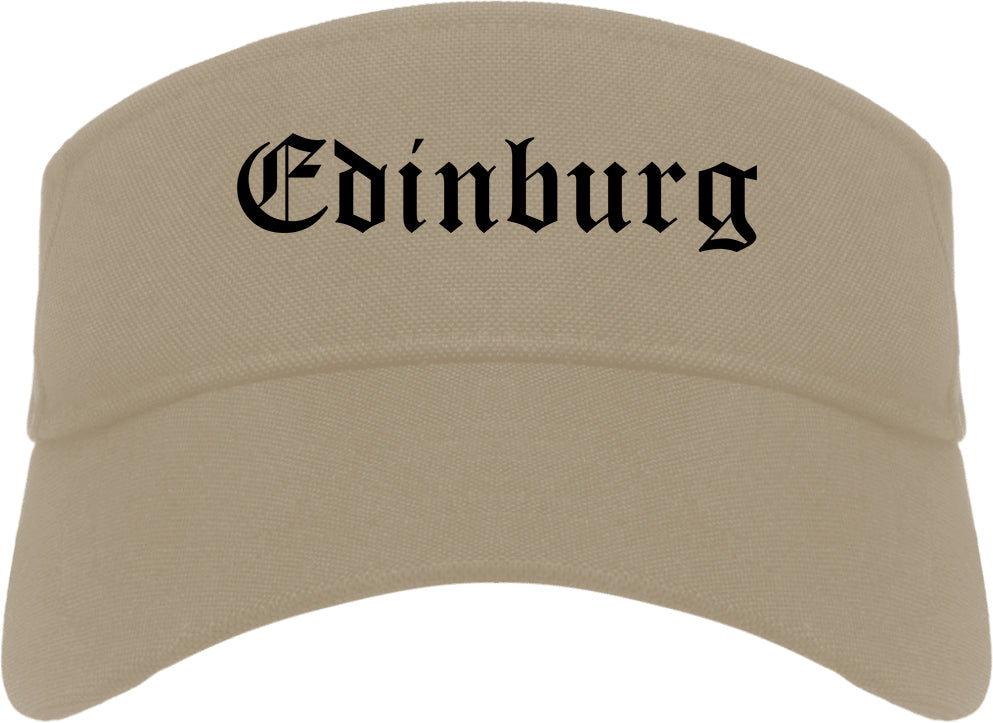 Edinburg Texas TX Old English Mens Visor Cap Hat Khaki