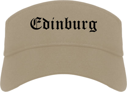 Edinburg Texas TX Old English Mens Visor Cap Hat Khaki