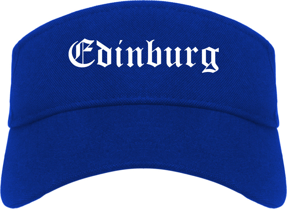 Edinburg Texas TX Old English Mens Visor Cap Hat Royal Blue