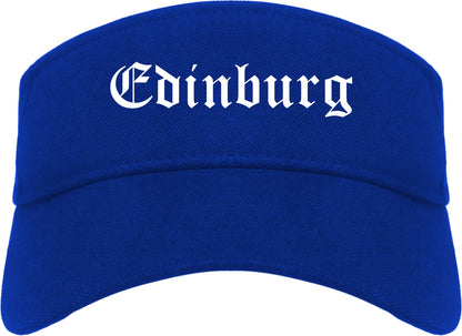 Edinburg Texas TX Old English Mens Visor Cap Hat Royal Blue