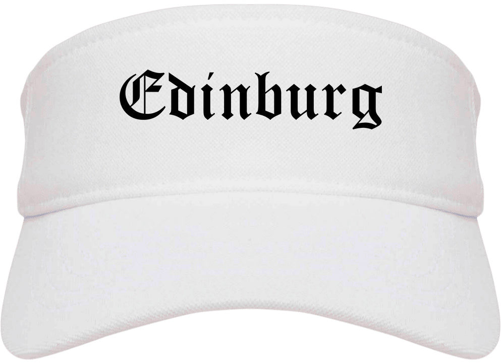 Edinburg Texas TX Old English Mens Visor Cap Hat White