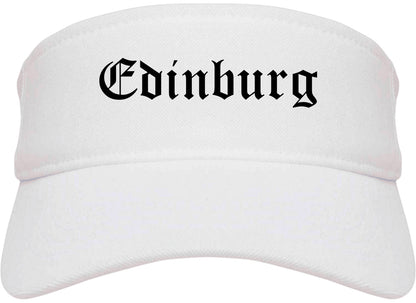 Edinburg Texas TX Old English Mens Visor Cap Hat White