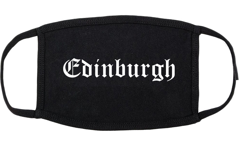 Edinburgh Indiana IN Old English Cotton Face Mask Black
