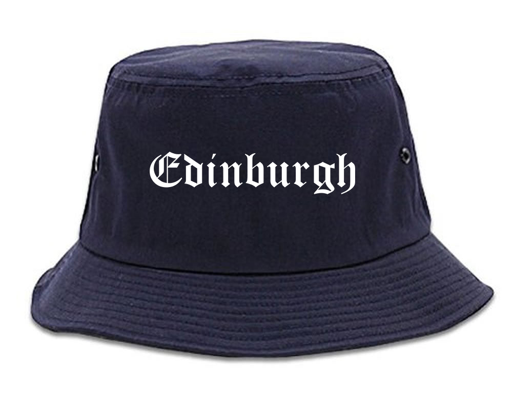 Edinburgh Indiana IN Old English Mens Bucket Hat Navy Blue