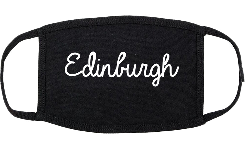 Edinburgh Indiana IN Script Cotton Face Mask Black