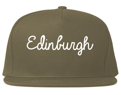 Edinburgh Indiana IN Script Mens Snapback Hat Grey