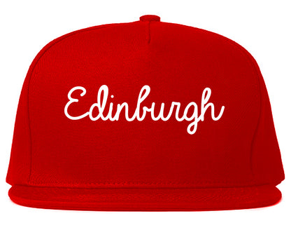 Edinburgh Indiana IN Script Mens Snapback Hat Red