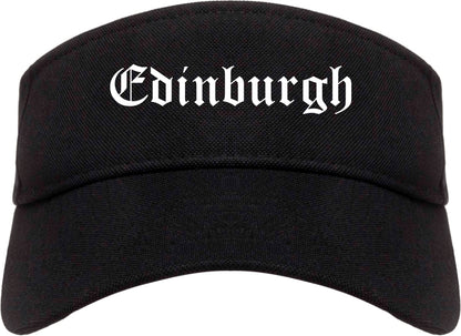Edinburgh Indiana IN Old English Mens Visor Cap Hat Black