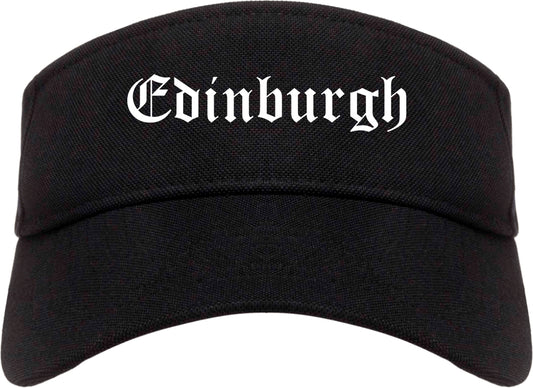 Edinburgh Indiana IN Old English Mens Visor Cap Hat Black