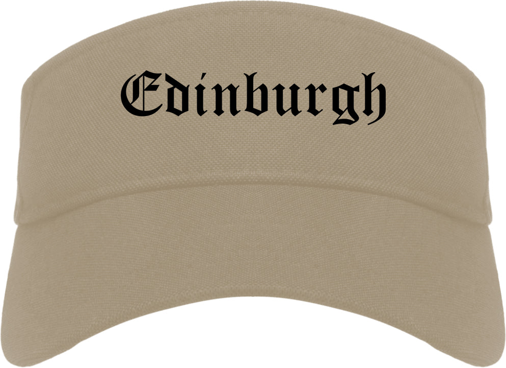 Edinburgh Indiana IN Old English Mens Visor Cap Hat Khaki
