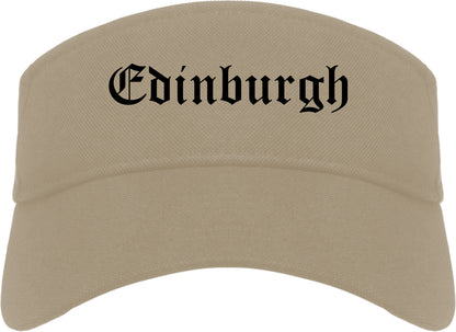 Edinburgh Indiana IN Old English Mens Visor Cap Hat Khaki