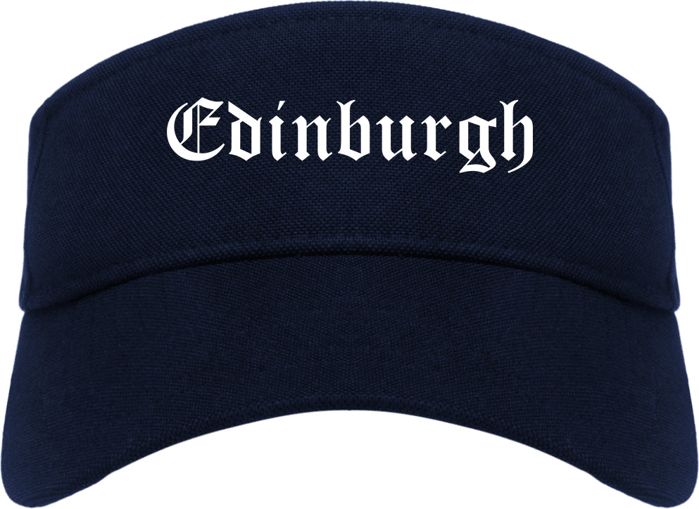 Edinburgh Indiana IN Old English Mens Visor Cap Hat Navy Blue