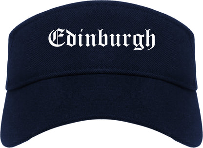 Edinburgh Indiana IN Old English Mens Visor Cap Hat Navy Blue