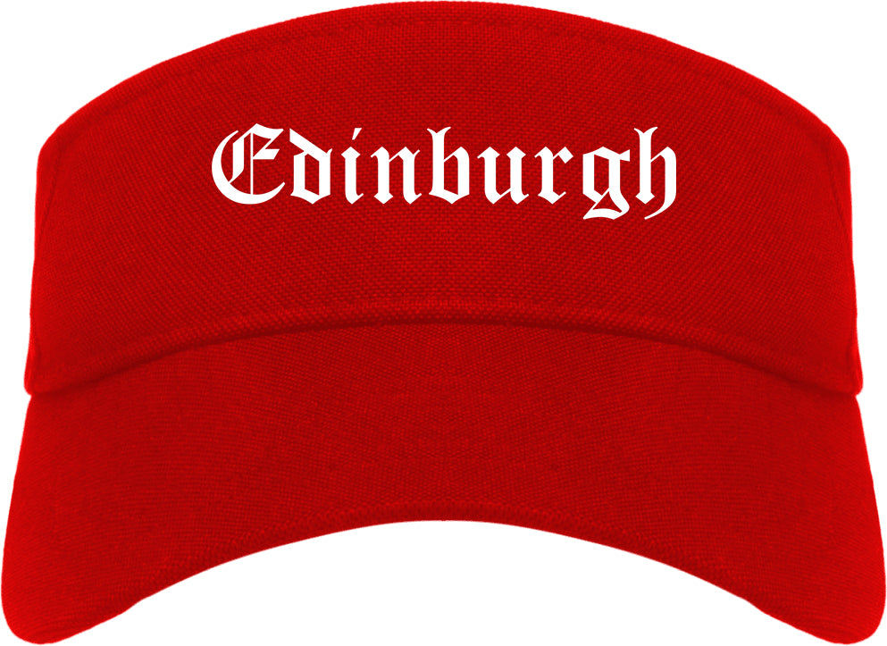 Edinburgh Indiana IN Old English Mens Visor Cap Hat Red