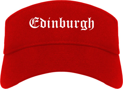 Edinburgh Indiana IN Old English Mens Visor Cap Hat Red