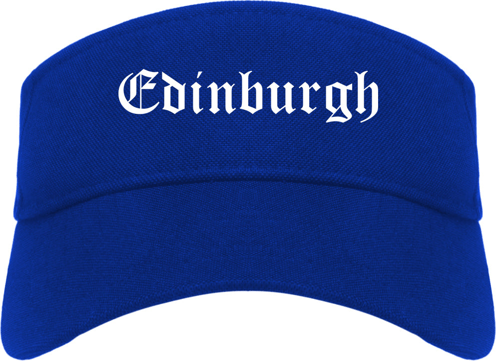 Edinburgh Indiana IN Old English Mens Visor Cap Hat Royal Blue