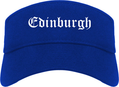 Edinburgh Indiana IN Old English Mens Visor Cap Hat Royal Blue
