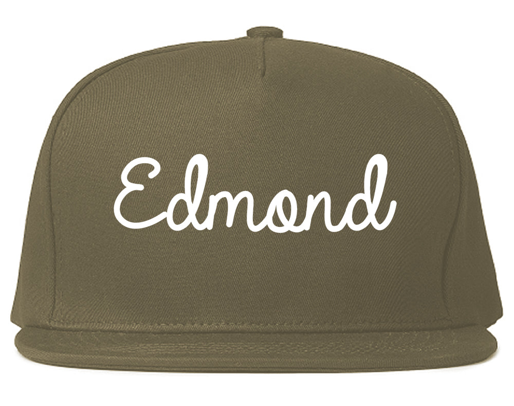 Edmond Oklahoma OK Script Mens Snapback Hat Grey