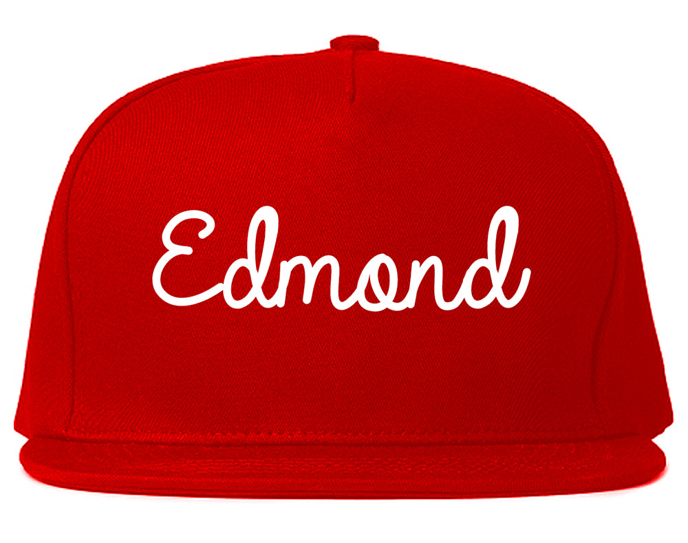 Edmond Oklahoma OK Script Mens Snapback Hat Red