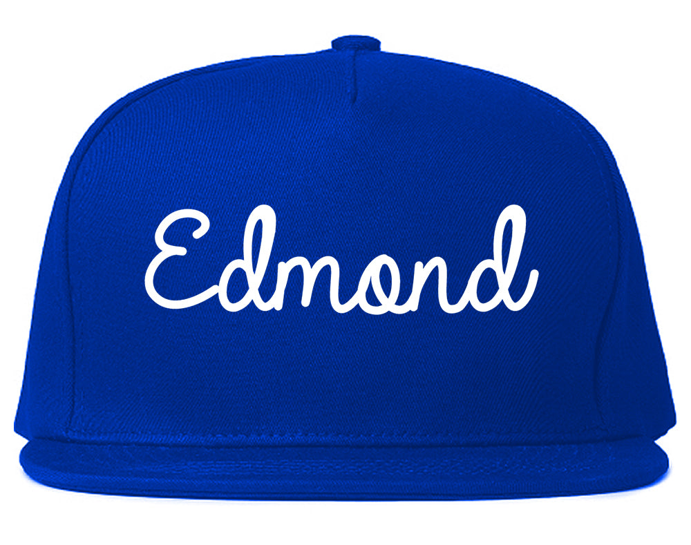 Edmond Oklahoma OK Script Mens Snapback Hat Royal Blue