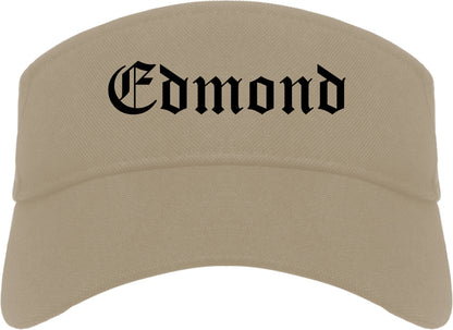 Edmond Oklahoma OK Old English Mens Visor Cap Hat Khaki