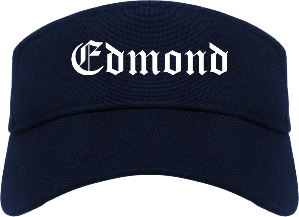 Edmond Oklahoma OK Old English Mens Visor Cap Hat Navy Blue