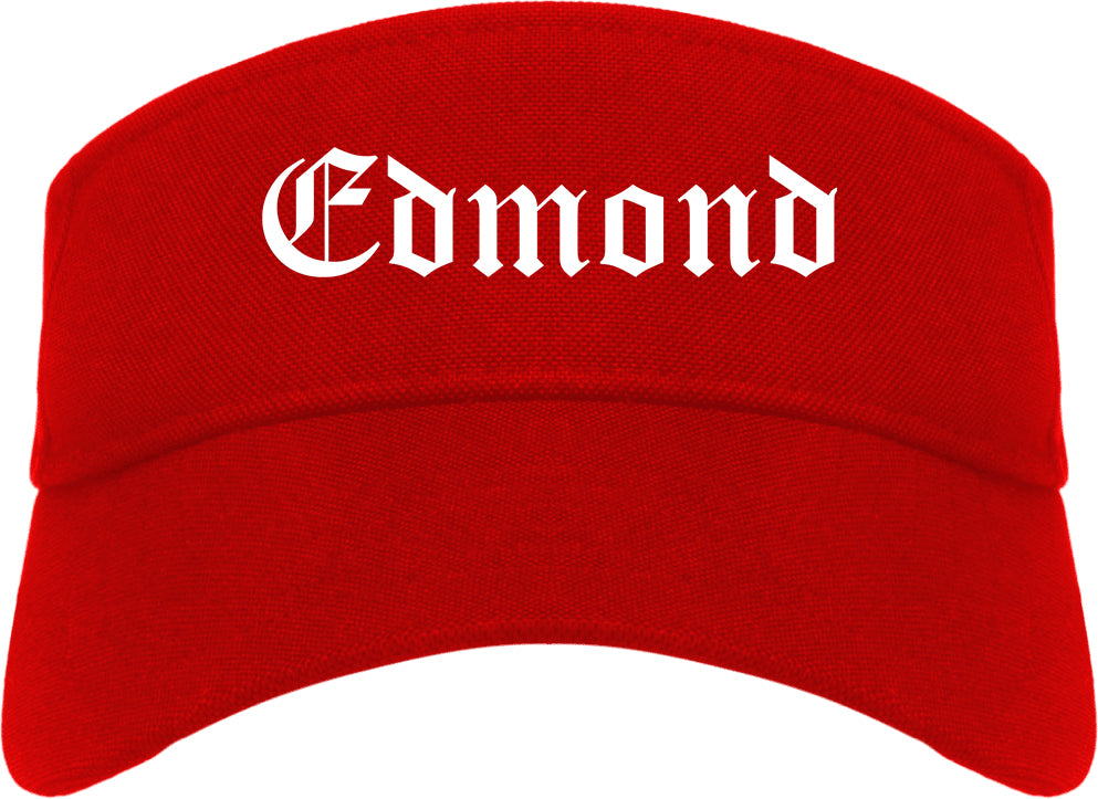 Edmond Oklahoma OK Old English Mens Visor Cap Hat Red
